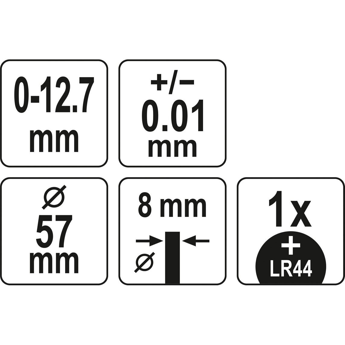 Skaitmeninis indikatorius 0 - 12.7mm 4 Skaitmeninis indikatorius 0 - 12.7mm 4