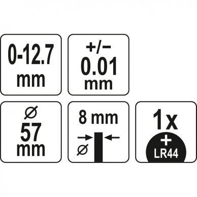 Skaitmeninis indikatorius 0 - 12.7mm 4