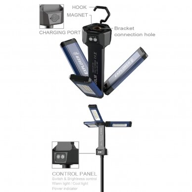 COB(18W) mini tripod rechargeable and corded work light 3