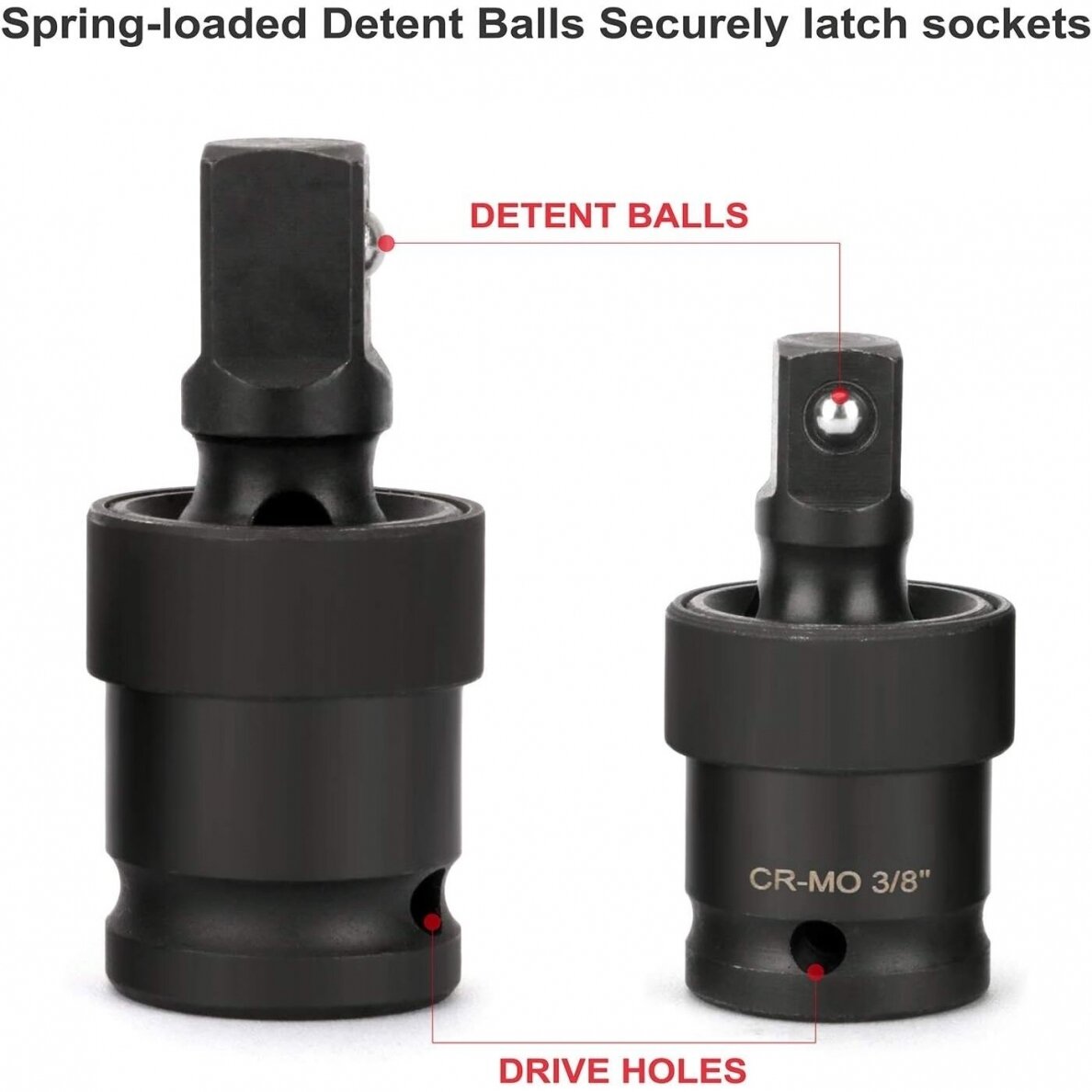 Zestaw przegubów uniwersalnych udarowych 1/4" + 3/8" + 1/2" 3 szt. 2 Zestaw przegubów uniwersalnych udarowych 1/4" + 3/8" + 1/2" 3 szt. 2