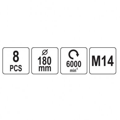 Automašīnas detaļu pulēšanas/polēšanas komplekts 180mm, M14, 8 gab. 3
